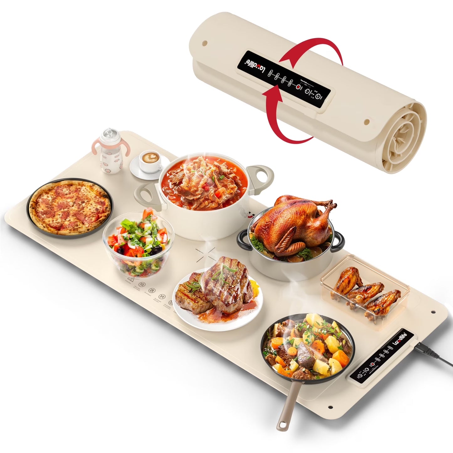 Warming Trays for Buffets Party, 40X16Inch Food Warming Mat with 4-Temp Control