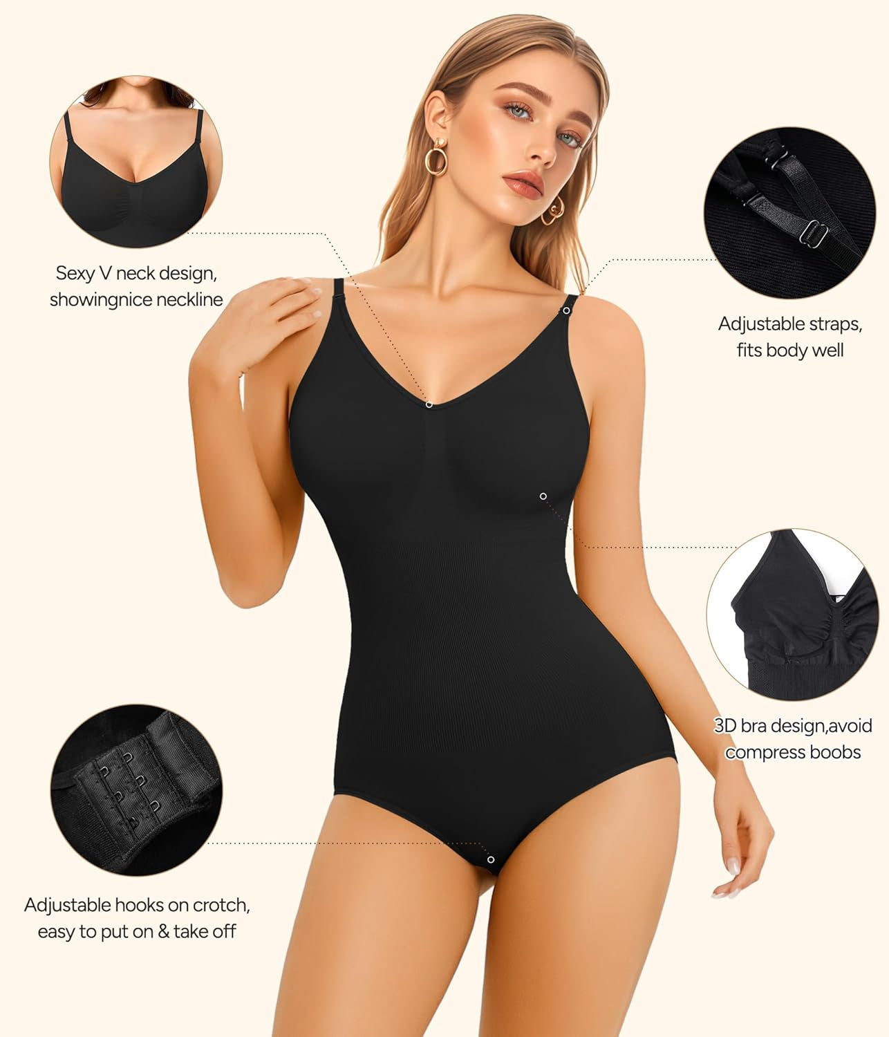 Women Slimming Bodysuits Shapewear Tops Tummy Control Body Shaper Spaghetti Strap Camisole Leotards Bodycon Jumpsuit