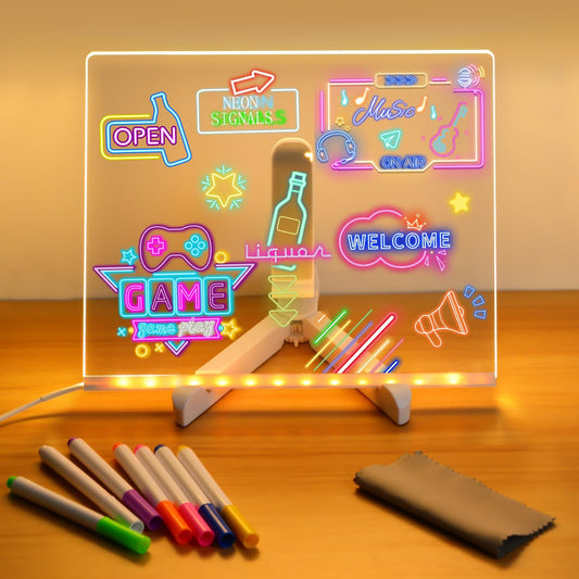 Upgraded LED Drawing Board 7.9 Inch Acrylic Writing Board with Accessories