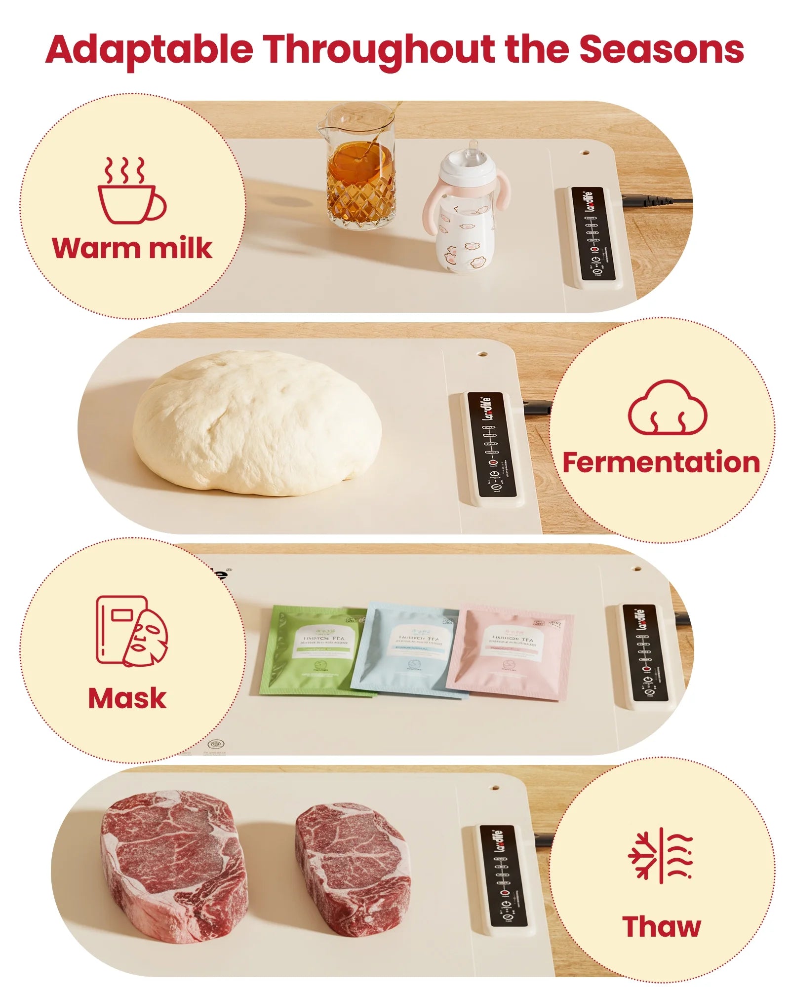 Warming Trays for Buffets Party, 40X16Inch Food Warming Mat with 4-Temp Control