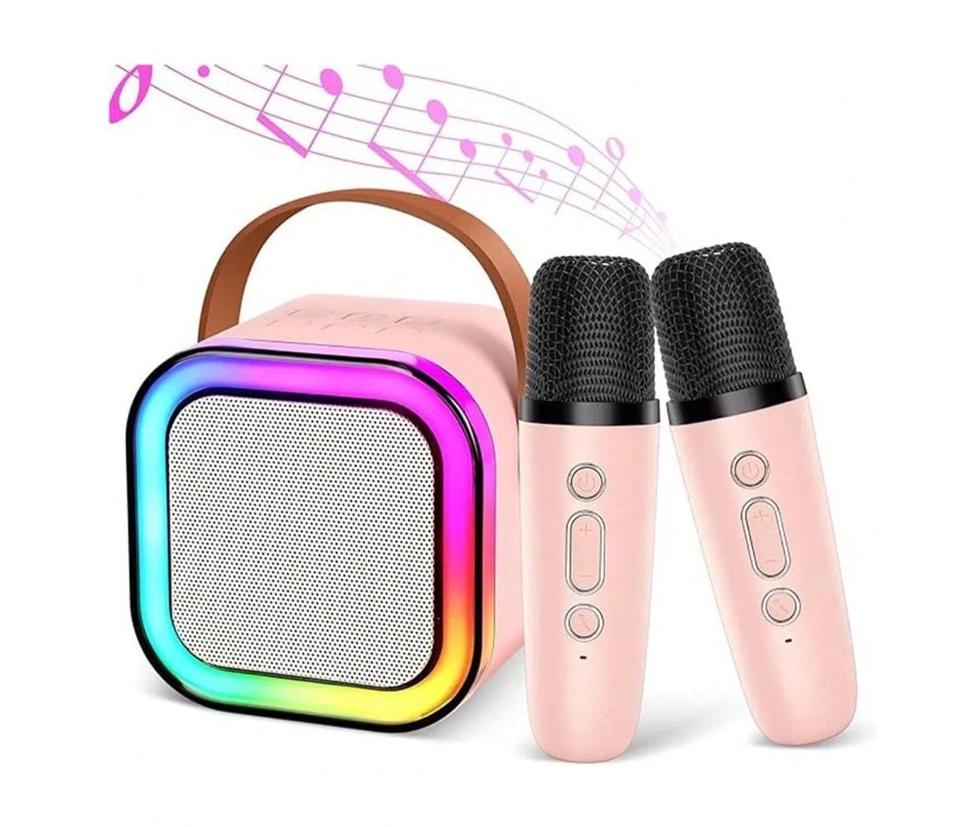 Karaoke Machine, Karaoke Machine for Kids Adults, Colorful LED Portable Bluetooth Speaker with 2 Wireless Mics Birthday Gift for Boys and Girls, Home KTV